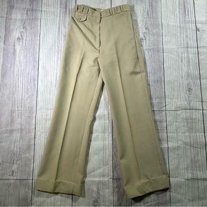 70s Vintage 100% Polyester College Town Women’s Boot Cut Tan Zip Up Pants